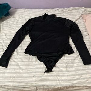 Black long sleeve mock neck body suit
